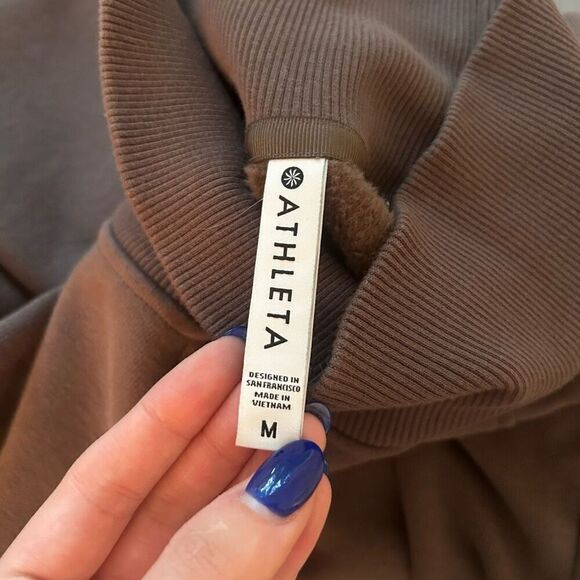 Athleta Cozy Karma Coffee Brown Side Zip Sweater M - Picture 4 of 6